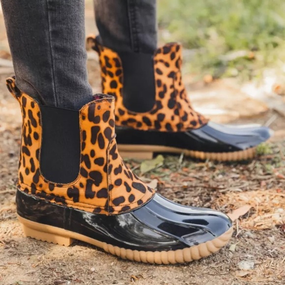 Leopard Vegan Suede Rainboots - Picture 2 of 4